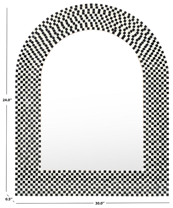 Safavieh MARTINI, 30-Inch Arch Mirror - Elegant Black/White Glass Mosaic, Stylish Home Decor for Any Space MRR4000A