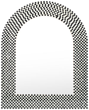 Safavieh MARTINI, 30-Inch Arch Mirror - Elegant Black/White Glass Mosaic, Stylish Home Decor for Any Space MRR4000A