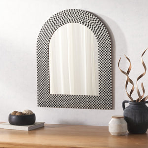 Safavieh MARTINI, 30-Inch Arch Mirror - Elegant Black/White Glass Mosaic, Stylish Home Decor for Any Space MRR4000A