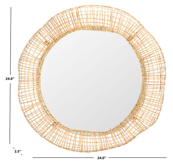 Safavieh ALIA, 24-Inch Natural Woven Cane Mirror – Stylish, Lightweight Design for Modern or Boho Spaces MRR4001A