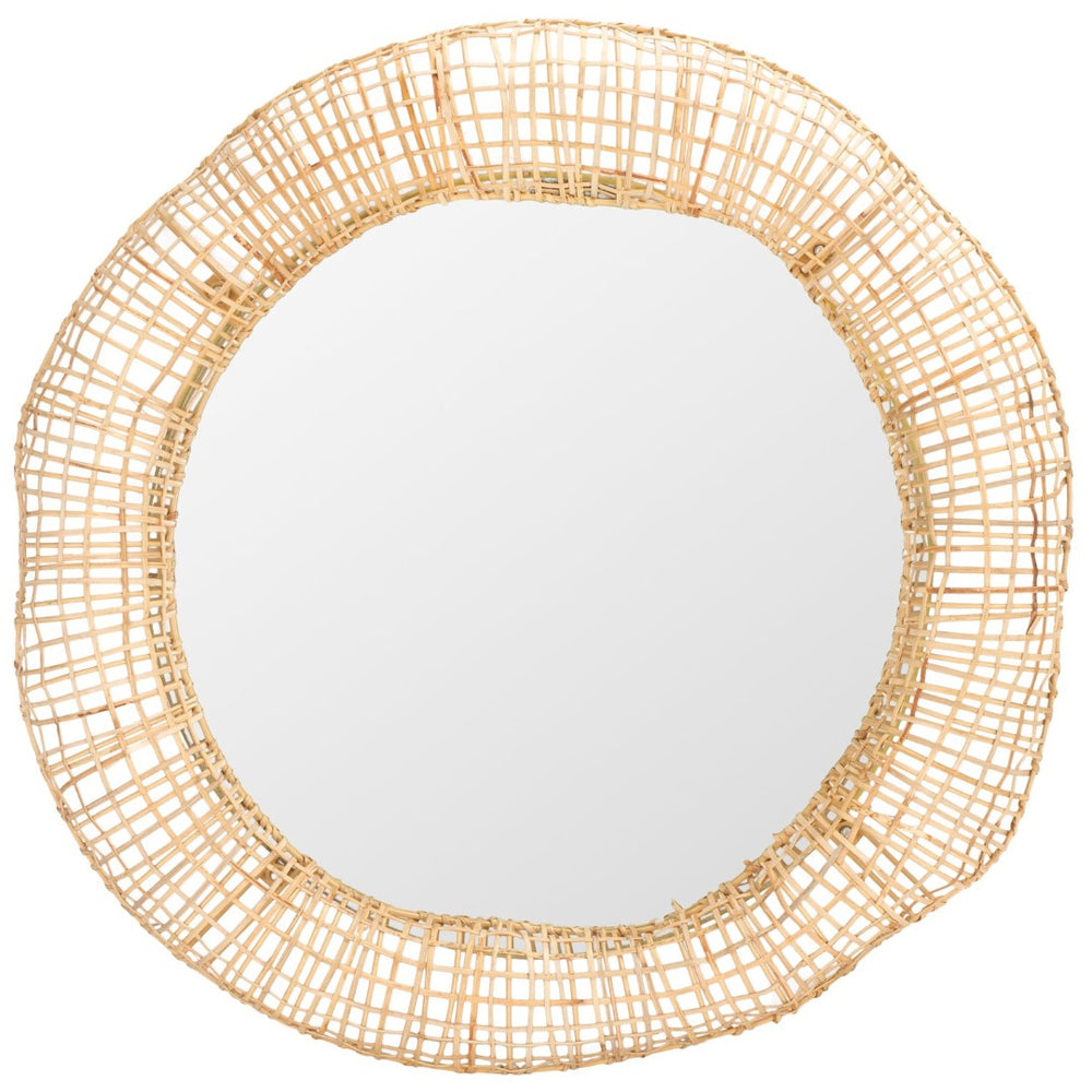 Safavieh ALIA, 24-Inch Natural Woven Cane Mirror – Stylish, Lightweight Design for Modern or Boho Spaces MRR4001A