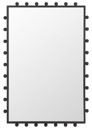 Safavieh Xandra, 24" Black Steel Wall Mirror - Modern Design With Artistic Detailing For Any Room Decor Black Iron Mrr4004a