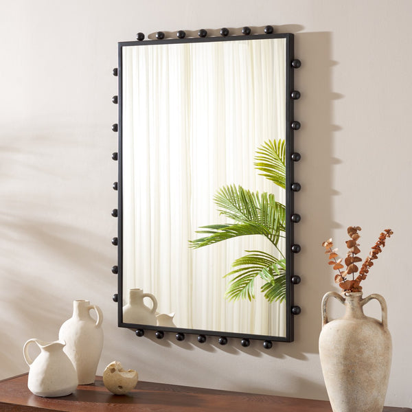 Safavieh Xandra, 24" Black Steel Wall Mirror - Modern Design With Artistic Detailing For Any Room Decor Black Iron Mrr4004a