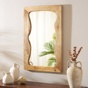 Safavieh Melody, 24" Handcrafted Mango Wood Mirror – Sculptural Design For Charming Home Décor Accent Natural Wood (Mango Wood) Mrr4005a