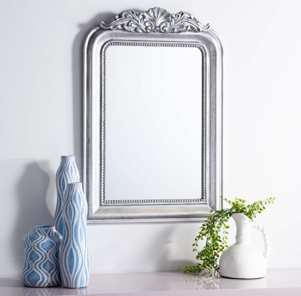Safavieh WENDA Mirror - Elegant Ornate Design with Rich Detailing for a Timeless Touch in Any Space Antique Silver MRR5000B