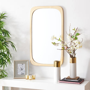 Safavieh BRAMWELL, 21-Inch Gold Iron/MDF Mirror – Elegant Reflective Design for Modern Home Décor & Style MRR8001A