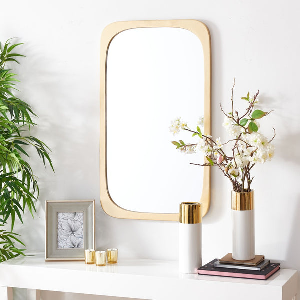 Safavieh BRAMWELL, 21-Inch Gold Iron/MDF Mirror – Elegant Reflective Design for Modern Home Décor & Style MRR8001A