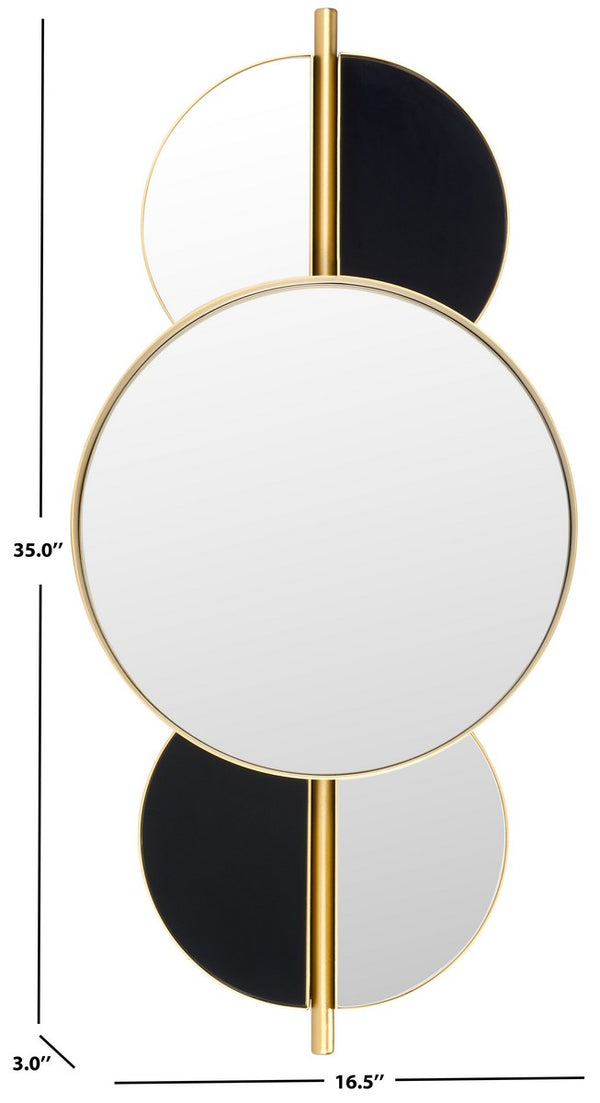Safavieh Syrus, 16.5 Inch, Gold/Black/White, Iron Mirror Gold / Multi Iron/Mirror MRR8003A