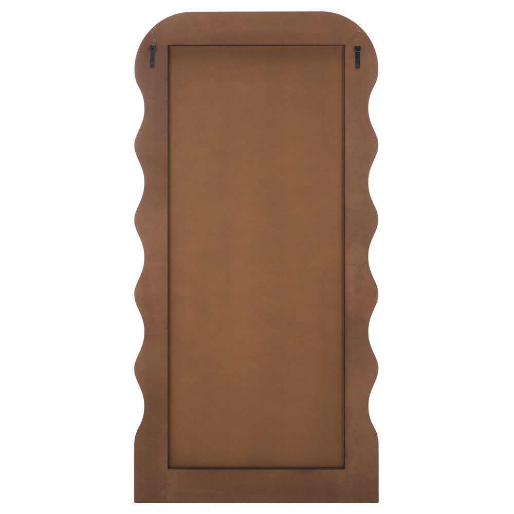 Safavieh Mahya 31.5 Inch Walnut Framed Mirror - Elegant Wavy Design For Stylish Home Decor & Functionality Walnut Wood,Mdf,Veneer,Glass(Mirror) Mrr9006c