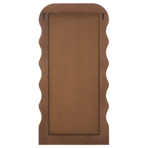 Safavieh Mahya 31.5 Inch Walnut Framed Mirror - Elegant Wavy Design For Stylish Home Decor & Functionality Walnut Wood,Mdf,Veneer,Glass(Mirror) Mrr9006c