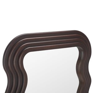 Safavieh Mahya 31.5 Inch Walnut Framed Mirror - Elegant Wavy Design For Stylish Home Decor & Functionality Walnut Wood,Mdf,Veneer,Glass(Mirror) Mrr9006c