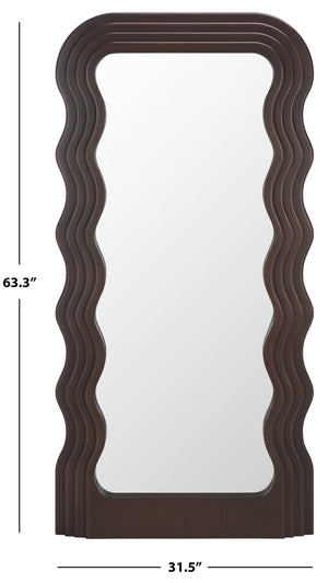 Safavieh Mahya 31.5 Inch Walnut Framed Mirror - Elegant Wavy Design For Stylish Home Decor & Functionality Walnut Wood,Mdf,Veneer,Glass(Mirror) Mrr9006c