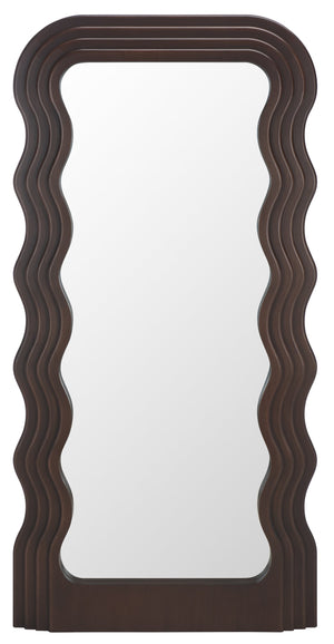 Safavieh Mahya 31.5 Inch Walnut Framed Mirror - Elegant Wavy Design For Stylish Home Decor & Functionality Walnut Wood,Mdf,Veneer,Glass(Mirror) Mrr9006c