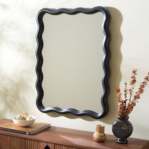 Safavieh IZARA- Sleek 23.6" x 31.5" Black MDF/Wood Frame Mirror for Entryway, Bedroom, Bathroom Accent Piece MRR9007B