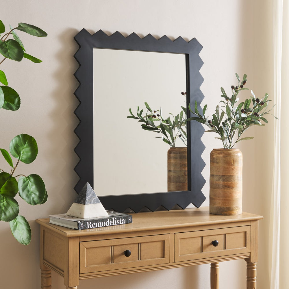 Safavieh Kase 26 Inch, Black, Wood Mirror Black MRR9010A