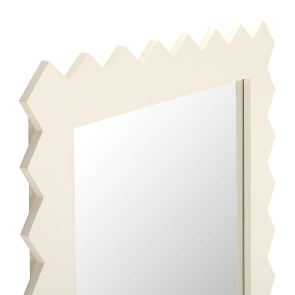 Safavieh KASE- White 26" x 32.5" Slim Pinewood & MDF Framed Mirror — Modern Coastal Farmhouse Accent Piece MRR9010B