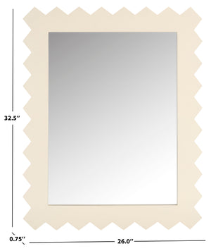 Safavieh KASE- White 26" x 32.5" Slim Pinewood & MDF Framed Mirror — Modern Coastal Farmhouse Accent Piece MRR9010B