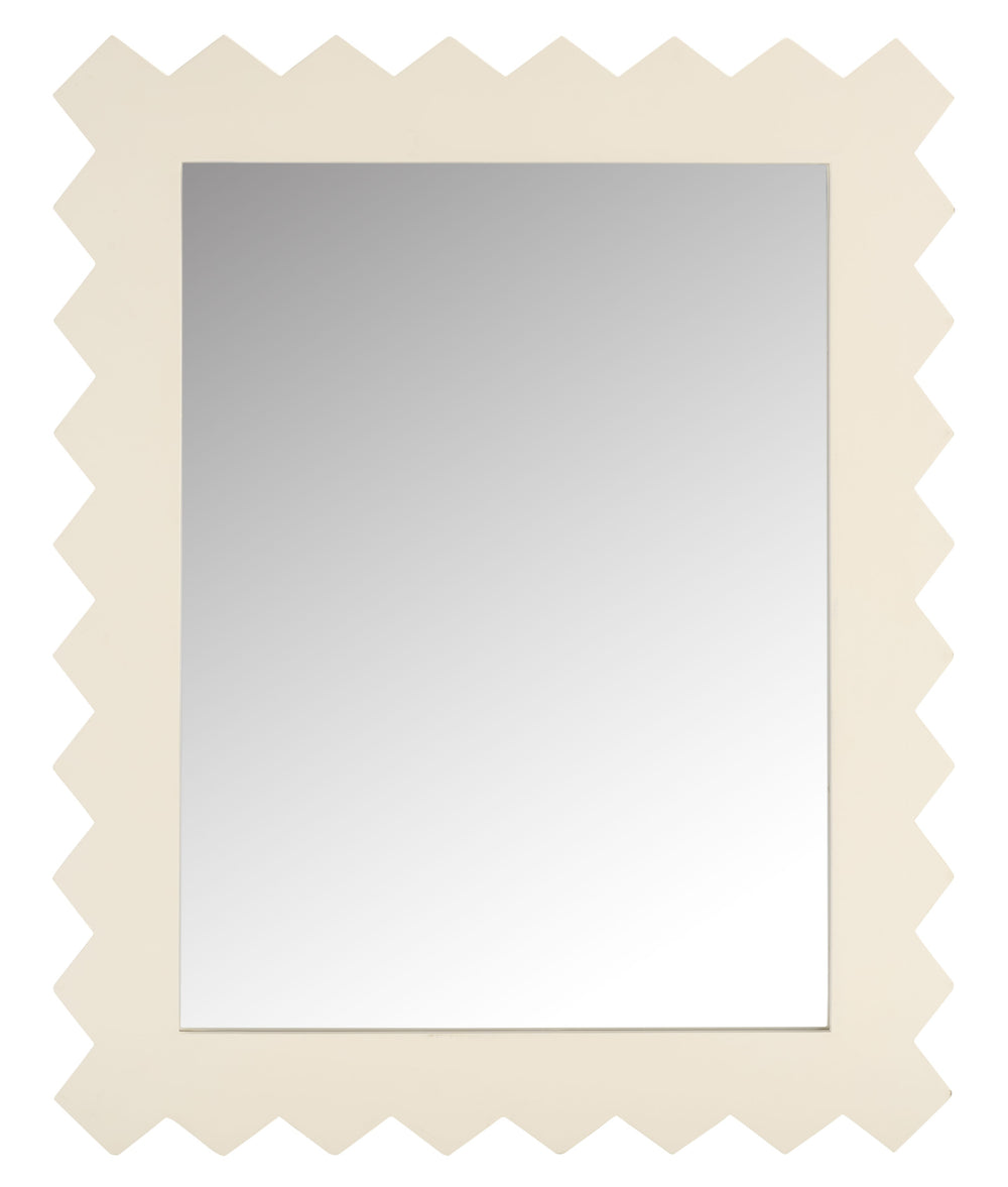 Safavieh KASE- White 26" x 32.5" Slim Pinewood & MDF Framed Mirror — Modern Coastal Farmhouse Accent Piece MRR9010B