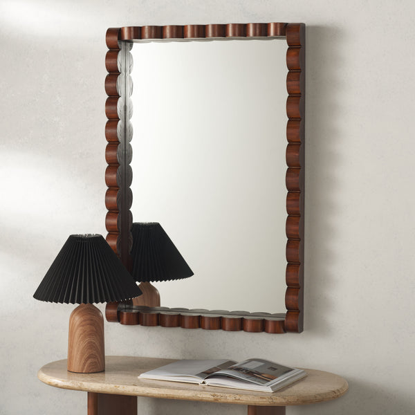 Safavieh Charli Mirror Walnut Pine Wood