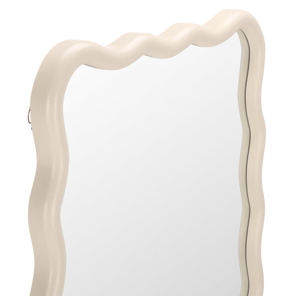 Safavieh IZARA Sculptural Full-Length Mirror 23.6" x 63" in Soft White Wood-Look Frame for Bright, Airy Rooms MRR9027A