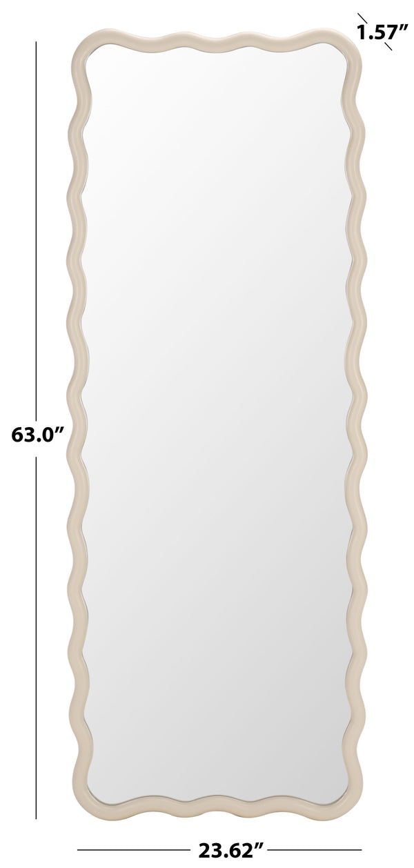 Safavieh IZARA Sculptural Full-Length Mirror 23.6" x 63" in Soft White Wood-Look Frame for Bright, Airy Rooms MRR9027A