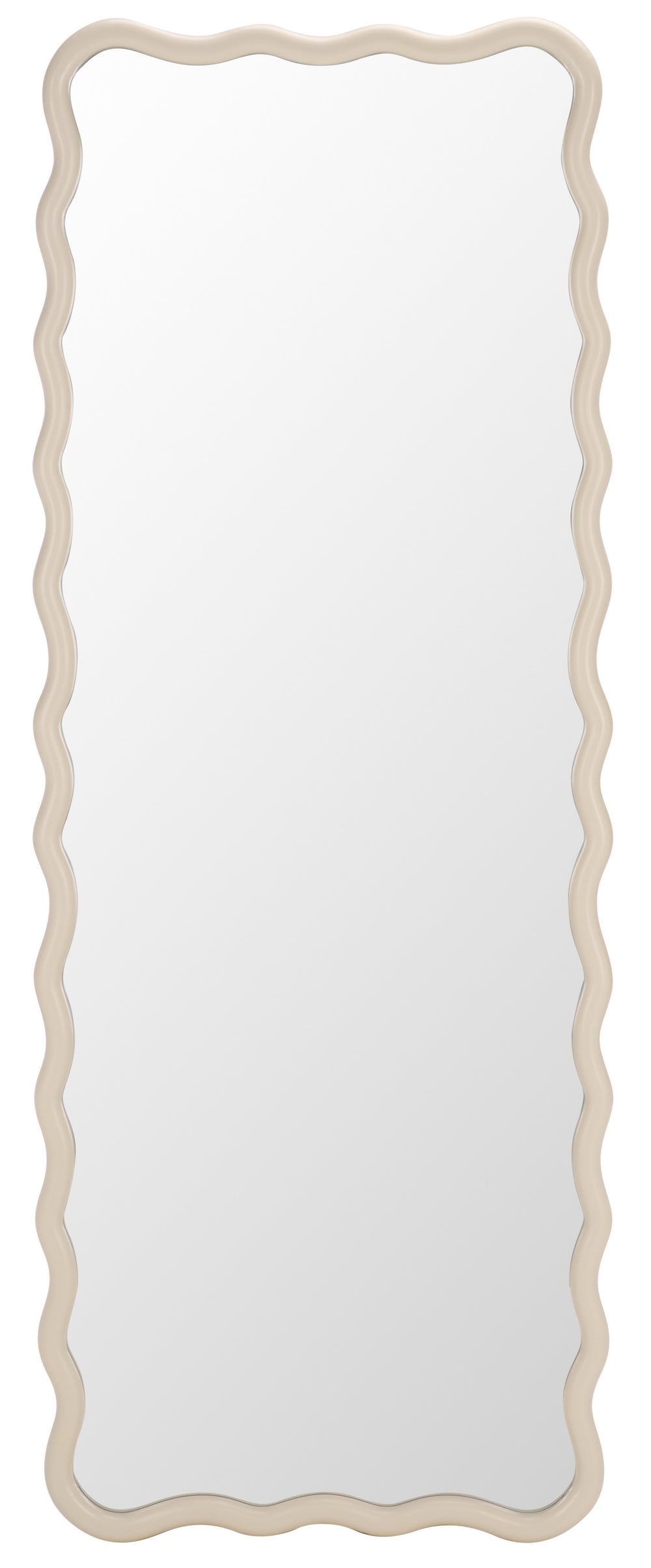 Safavieh IZARA Sculptural Full-Length Mirror 23.6" x 63" in Soft White Wood-Look Frame for Bright, Airy Rooms MRR9027A