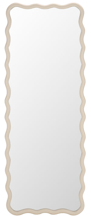 Safavieh IZARA Sculptural Full-Length Mirror 23.6" x 63" in Soft White Wood-Look Frame for Bright, Airy Rooms MRR9027A