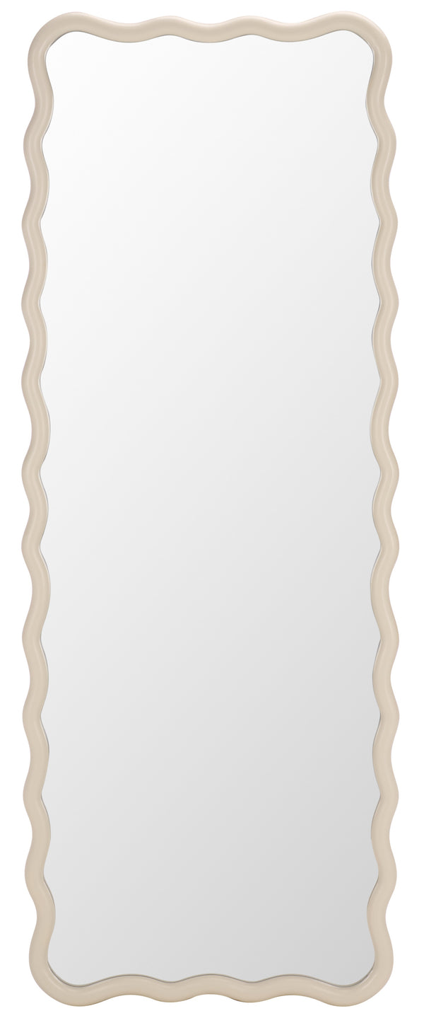 Safavieh IZARA Sculptural Full-Length Mirror 23.6" x 63" in Soft White Wood-Look Frame for Bright, Airy Rooms MRR9027A