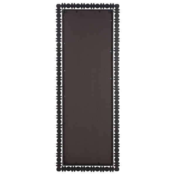 Safavieh AZARIA, Full-Length Pinewood & Black Metal Mirror 24.02"x63.4" — Sculpted Natural Accents, Modern Rustic Elegance MRR9028A