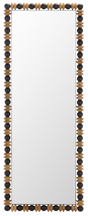 Safavieh AZARIA, Full-Length Pinewood & Black Metal Mirror 24.02"x63.4" — Sculpted Natural Accents, Modern Rustic Elegance MRR9028A
