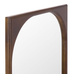 Safavieh ZOLA Rounded-Rectangle Wall Mirror 21x28.9 Brown Rubberwood Frame, Modern Minimalist, Ready-to-Hang MRR9030A