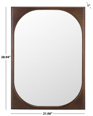 Safavieh ZOLA Rounded-Rectangle Wall Mirror 21x28.9 Brown Rubberwood Frame, Modern Minimalist, Ready-to-Hang MRR9030A