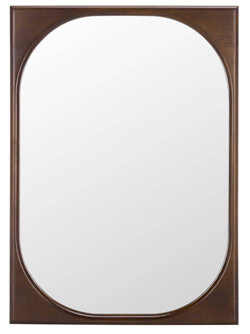Safavieh ZOLA Rounded-Rectangle Wall Mirror 21x28.9 Brown Rubberwood Frame, Modern Minimalist, Ready-to-Hang MRR9030A