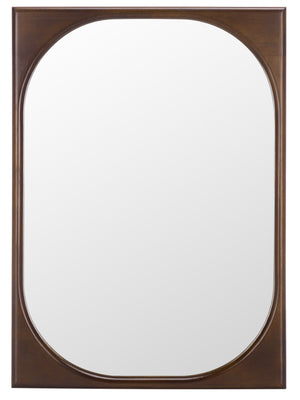 Safavieh ZOLA Rounded-Rectangle Wall Mirror 21x28.9 Brown Rubberwood Frame, Modern Minimalist, Ready-to-Hang MRR9030A