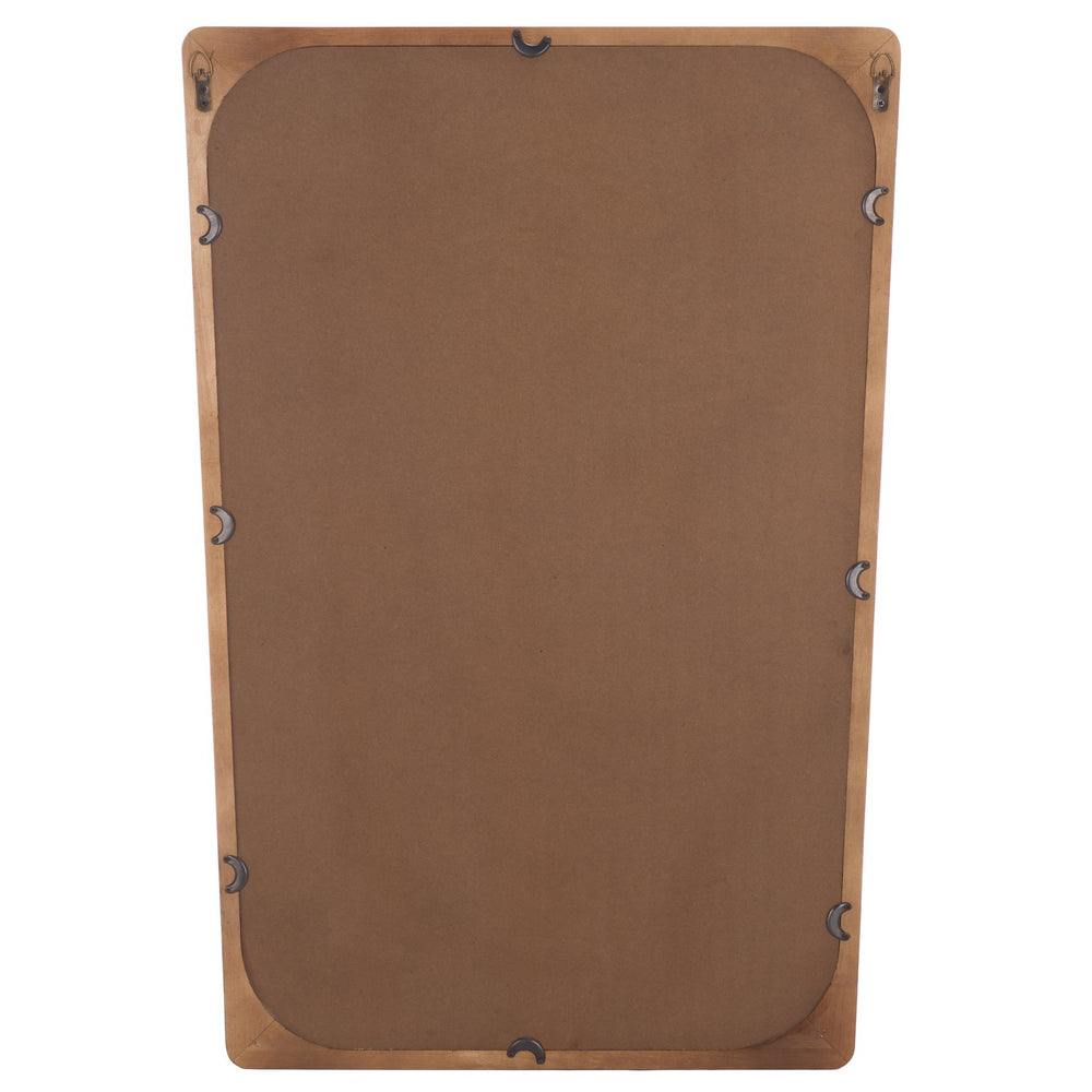 Safavieh LOLA Warm Brown Rectangular Wall Mirror 23.8x35" Rubberwood Frame, Beveled Glass, Mid‑Century Charm MRR9031A