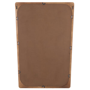 Safavieh LOLA Warm Brown Rectangular Wall Mirror 23.8x35" Rubberwood Frame, Beveled Glass, Mid‑Century Charm MRR9031A