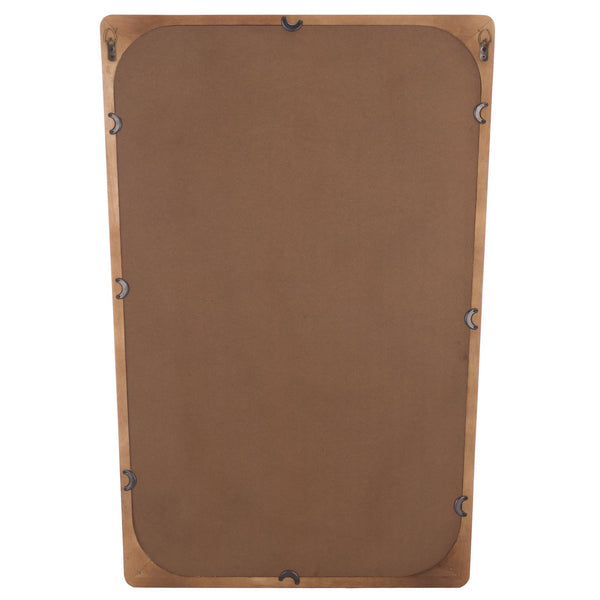 Safavieh LOLA Warm Brown Rectangular Wall Mirror 23.8x35" Rubberwood Frame, Beveled Glass, Mid‑Century Charm MRR9031A