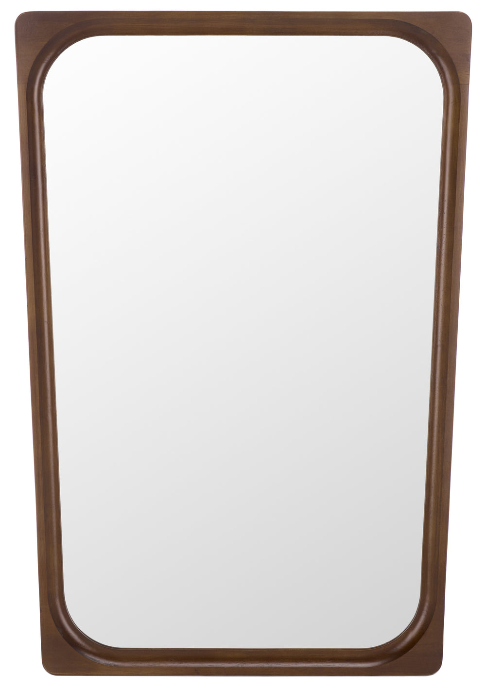Safavieh LOLA Warm Brown Rectangular Wall Mirror 23.8x35" Rubberwood Frame, Beveled Glass, Mid‑Century Charm MRR9031A