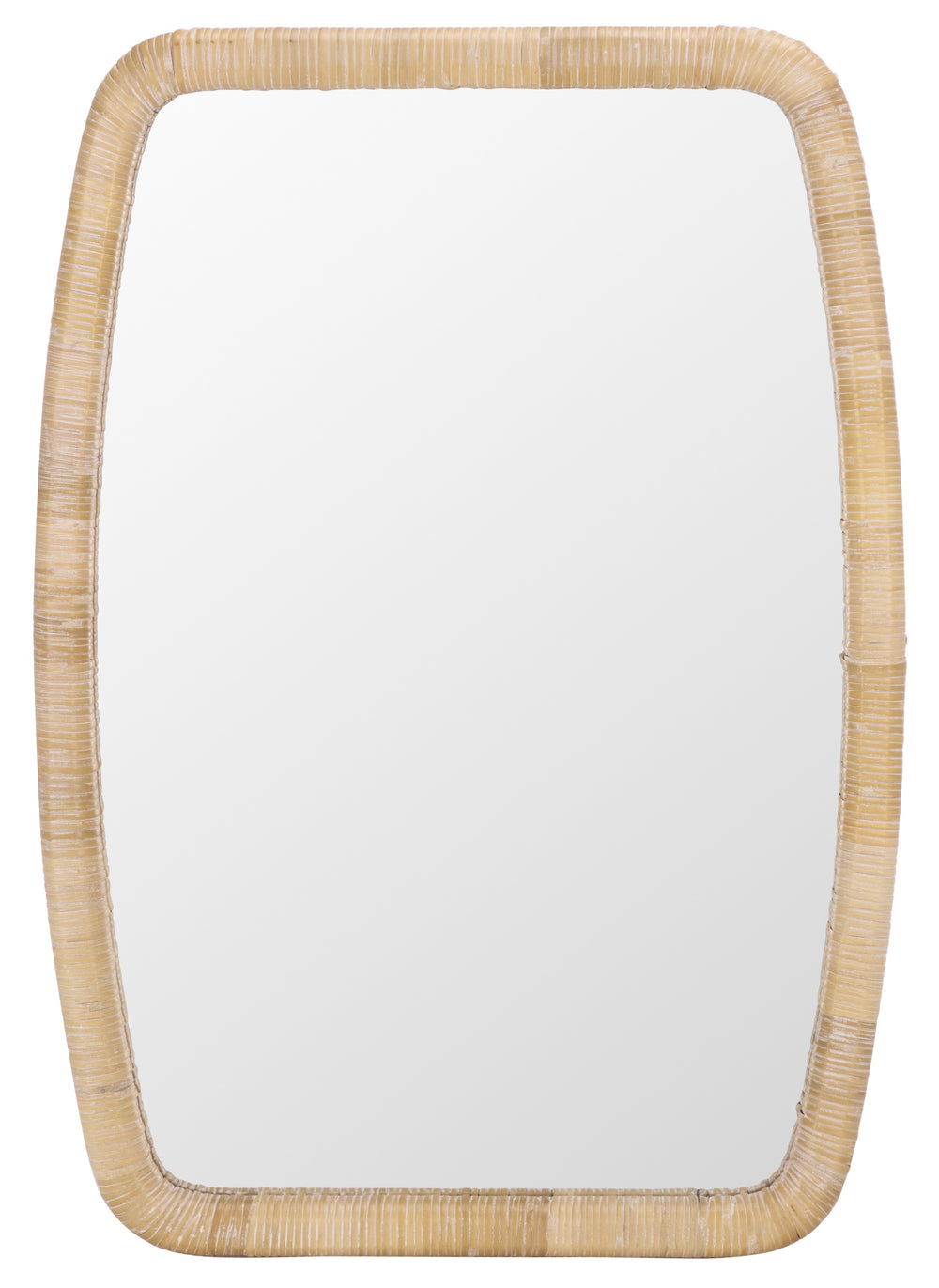 Safavieh LANI Curved Rectangular Mirror with Natural Rattan Frame, 21.26" x 29.92" — Coastal-Boho Wall Accent MRR9032A