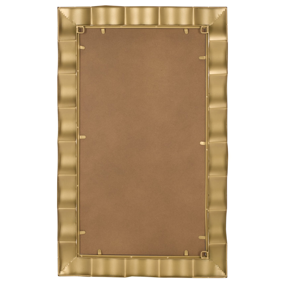 Safavieh NIRA Scalloped Gold Mirror 23.6"x37.8" — Vintage Glam Rectangular Iron Frame, Slim Elegant Statement Wall Decor MRR9035A