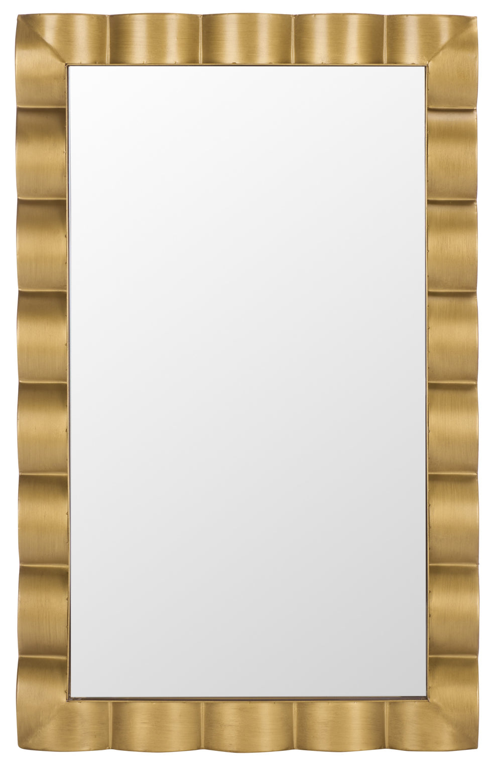 Safavieh NIRA Scalloped Gold Mirror 23.6"x37.8" — Vintage Glam Rectangular Iron Frame, Slim Elegant Statement Wall Decor MRR9035A
