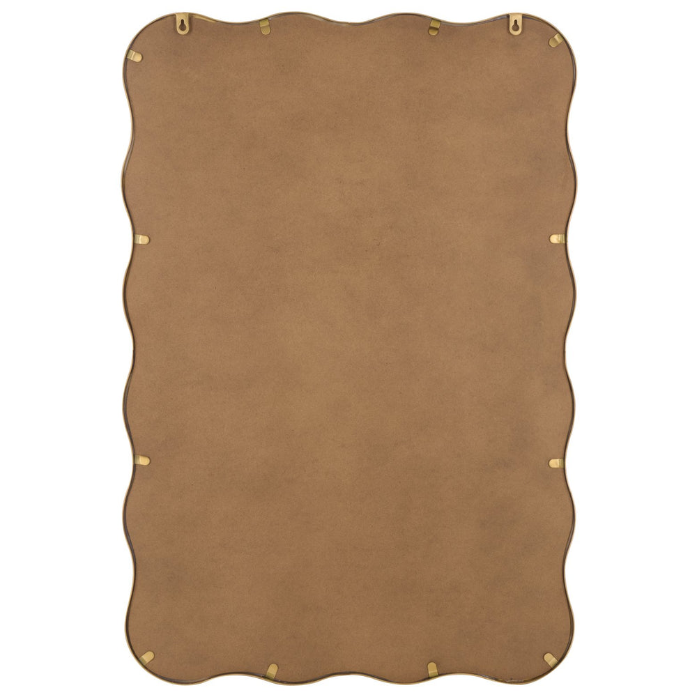 Safavieh ARIANA Scalloped Gold Mirror 24.2"x35.83" — Elegant MDF/Iron Frame, Luxe Accent for Entryways MRR9036A