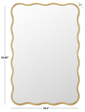 Safavieh ARIANA Scalloped Gold Mirror 24.2"x35.83" — Elegant MDF/Iron Frame, Luxe Accent for Entryways MRR9036A