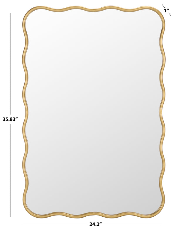 Safavieh ARIANA Scalloped Gold Mirror 24.2"x35.83" — Elegant MDF/Iron Frame, Luxe Accent for Entryways MRR9036A