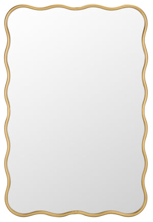 Safavieh ARIANA Scalloped Gold Mirror 24.2"x35.83" — Elegant MDF/Iron Frame, Luxe Accent for Entryways MRR9036A