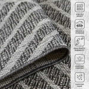 Amer Rugs Maryland Modern Geometric Indoor-outdoor Runner Rug For Living Room, Deck, Patio, Or Porch Makeover Fossil Gray Polypropylene Mry20406