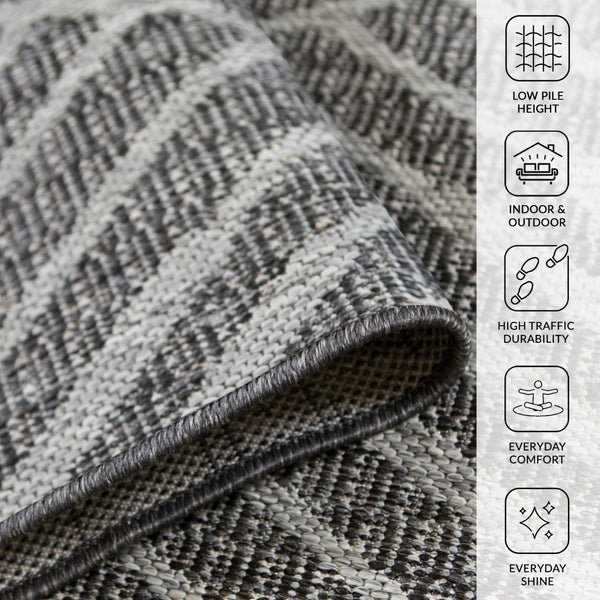 Amer Rugs Maryland Modern Geometric Indoor-outdoor Runner Rug For Living Room, Deck, Patio, Or Porch Makeover Fossil Gray Polypropylene Mry20406