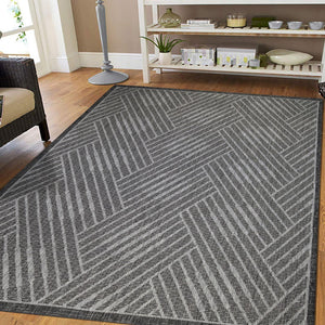 AMER Rugs Maryland Abbel MRY-2 Indoor-Outdoor Machine Made Polypropylene Modern & Contemporary Geometric Rug Fossil Gray 6'6" x 9'10"