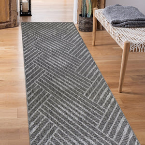 Amer Rugs Maryland Modern Geometric Indoor-outdoor Runner Rug For Living Room, Deck, Patio, Or Porch Makeover Fossil Gray Polypropylene Mry22408