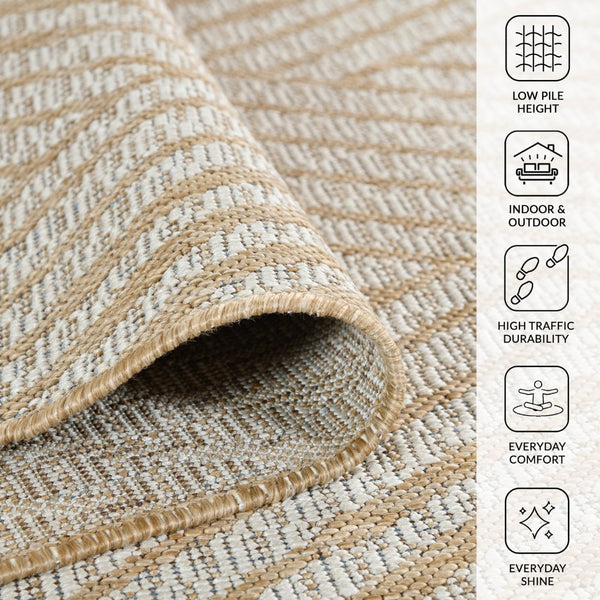 Amer Rugs Maryland Modern Geometric Indoor-outdoor Runner Rug For Living Room, Deck, Patio, Or Porch Makeover Champagne Polypropylene Mry40203